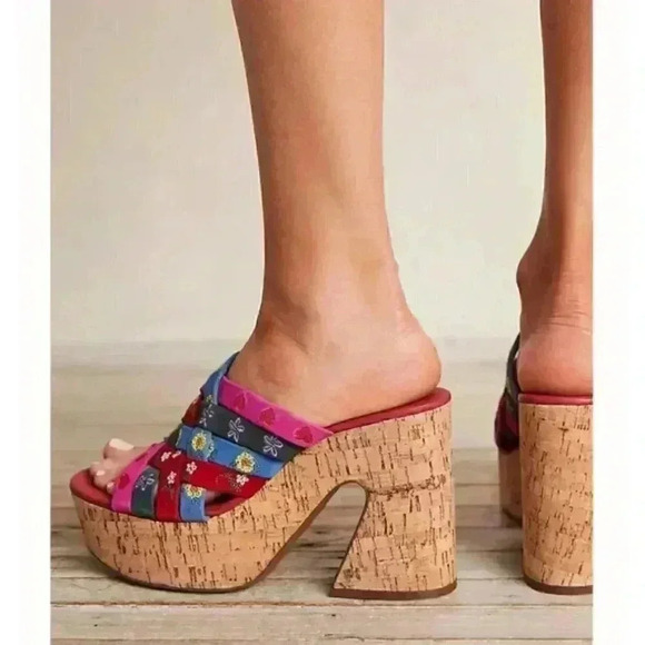 Free People Lisbon Platform Mules Size 8.5 - Picture 2 of 10